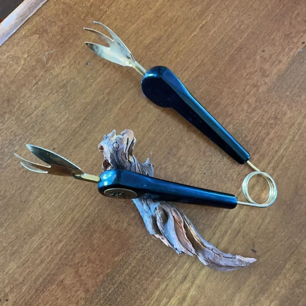 Rare black & brass vintage ice tongs